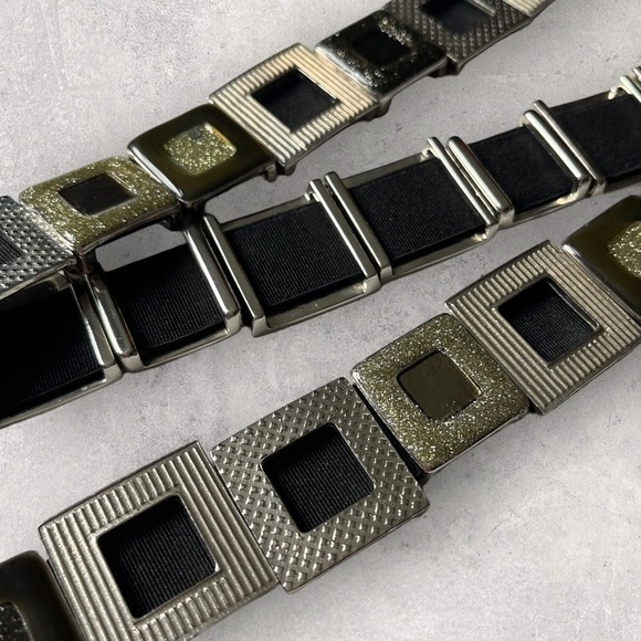 Y2K Metal Geometric Links Belt Carabiner O ring Buckle Stretchy Glitter Silver M main image 14